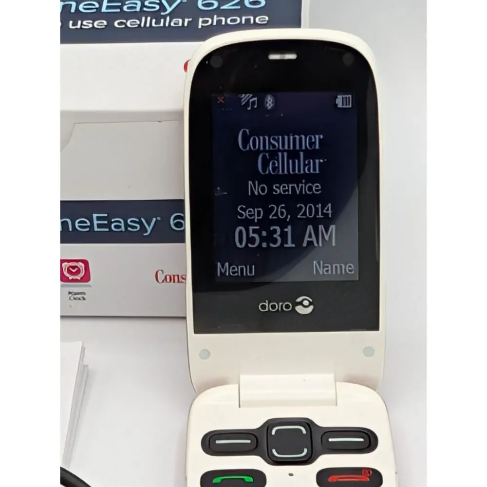 Doro PhoneEasy 626 Consumer Cellular Burgandy Like New in Box w Charger & Cords